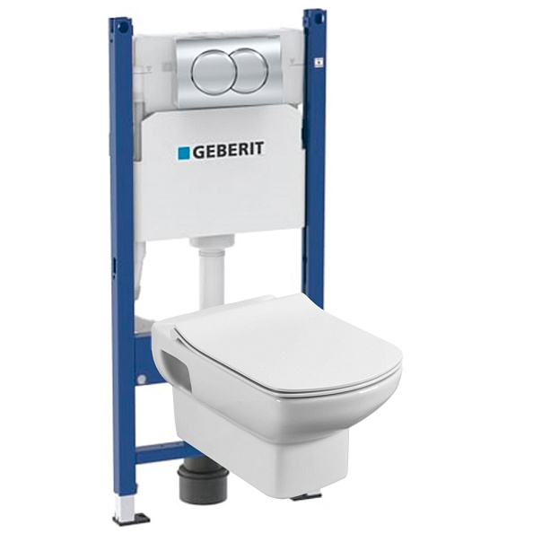 Комплект инсталляция и унитаз подвесной стандартные Geberit Delta Dama Senso, белый (458.149.21.R1)