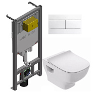 E21747RU-00 Унитаз c инсталляцией Jacob Delafon , сиденье тонкое микролифт, клавиша белая (E36495-NF+E36496-00+EDM102+E20142)