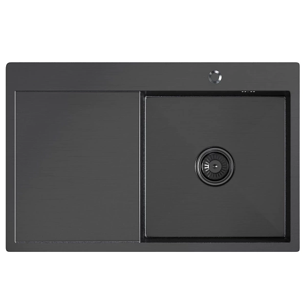Мойка настол.монтаж 78х50 (3,0) прав. вып 3 1/2  MIXLINE PRO 20см с сифоном (черный графит)
