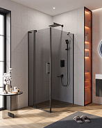 Душевой уголок Cezares Slider 100x80x195 мм, прямоугольный, nero (SLIDER-AH-1-100-80/90-GRIGIO-NERO)