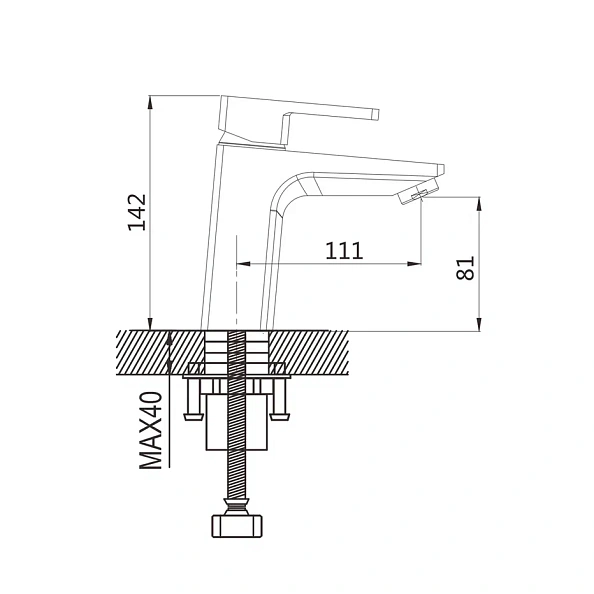 Смеситель для раковины Shevanik S8201T, оружейная сталь