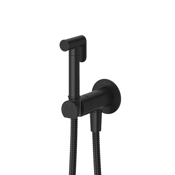 Гигиенический душ со смесителем Cezares Leaf, черный матовый (LEAF-DIF-NOP)
