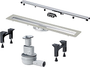 753177 Advantix Basic Set душевой лоток (нерж.сталь) 900 мм в комп. с сифоном 0.5 л/сек, ножками, дизайн решеткой ER10 (глянцевая); модель 4983.10