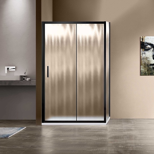 Душевой уголок Vincea Garda (VSR-1G9012CHB) 1200х900 мм, черный, стекло шиншилла