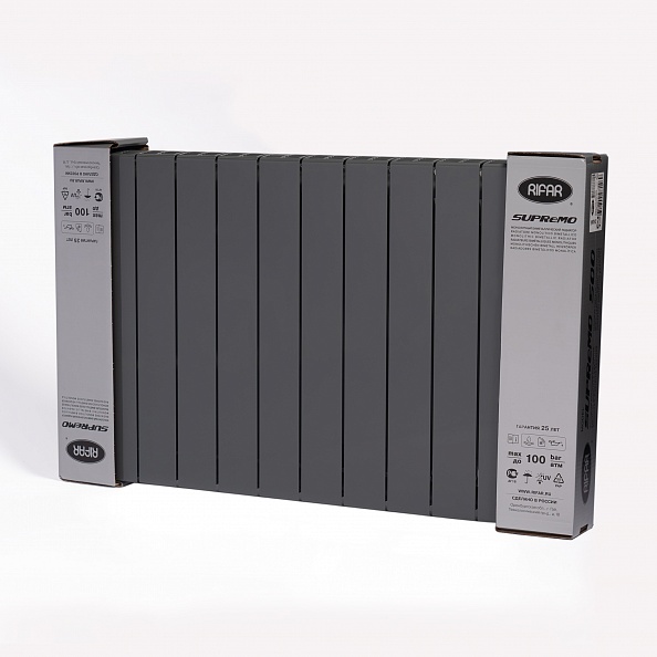 Биметаллический радиатор Rifar Supremo 500, 12 секций, Титан