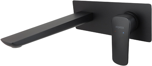 Смеситель для раковины AQUATEK ВЕГА AQ1013MB, настенный, внешняя и скрытая часть, матовый черный