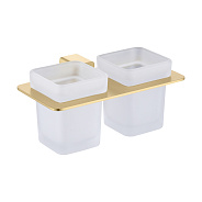 Стакан для зубных щеток с держателем Raglo R301.08.03 двойной,сатин золотой