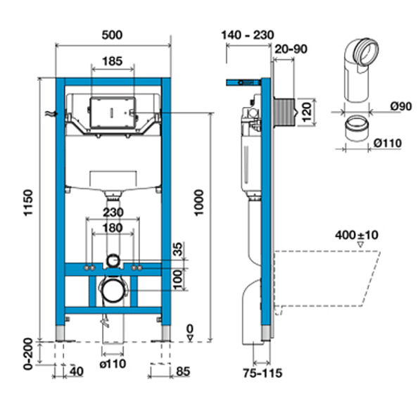 Комплект инсталляция и унитаз подвесной безободковый Roca The Gap Rimless, белый (893104100.03)