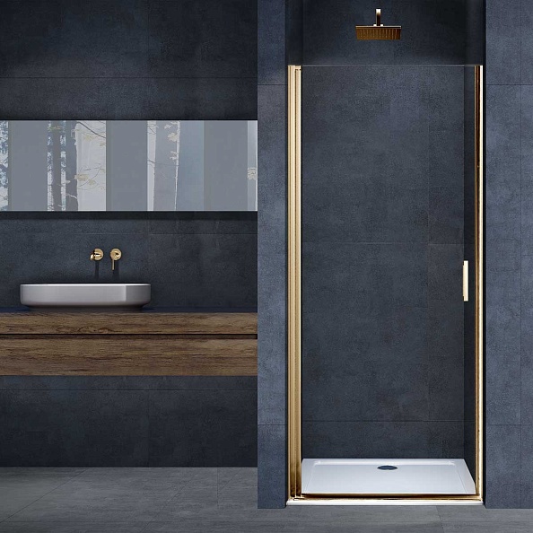 Душевая дверь Vincea Alpha (VDP-3AL900CLG) 900х1950 мм, брашированное золото, стекло прозрачное