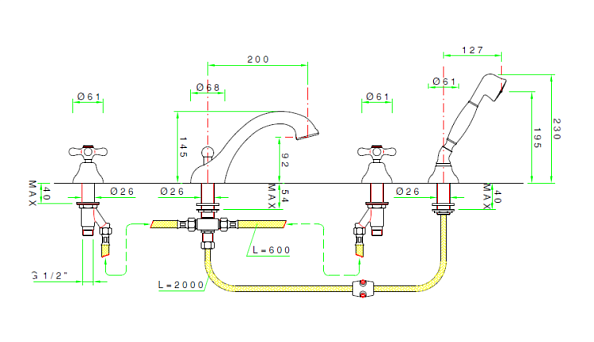 Смеситель для ванны и душа Nicolazzi Nuova Brenta, хром (2504 CR 01)