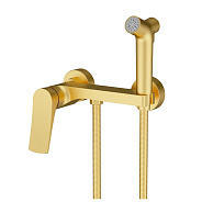 Смеситель Splenka S54.51.03 с гигиеническим душем настенный, сатин золотой