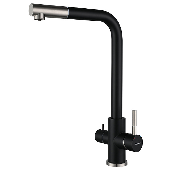 Смеситель для кухни с подключением фильтра GranFest Z-5421, черный