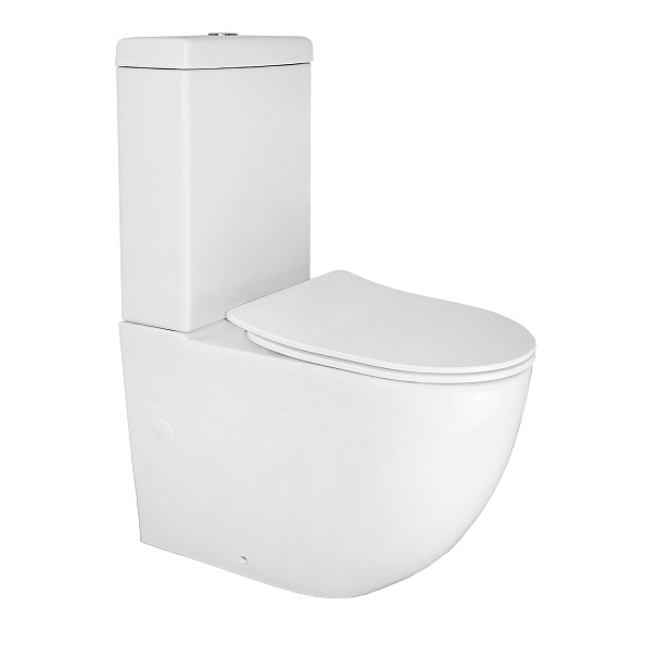 Унитаз-компакт Azario Renda 615х365х840 напольный, безободковый,  в комплекте с арматурой, сиденье микролифт, белый (AZ-8693)