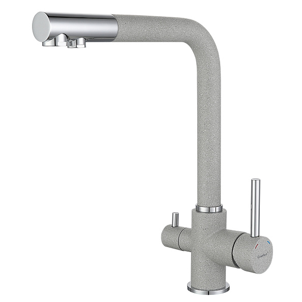 Смеситель для кухни с подключением фильтра GranFest 3611, серый