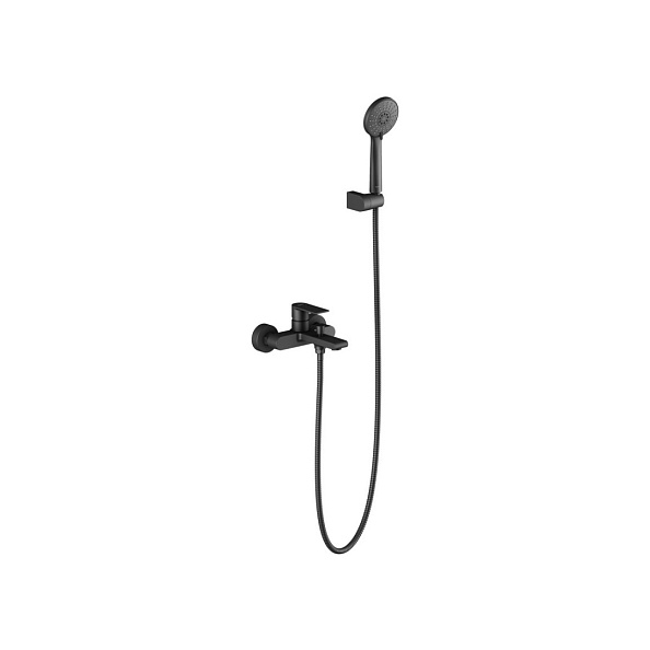 Смеситель для ванны AQUATEK ЛИРА, с душевым набором, матовый черный AQ1449MB