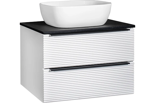 Тумба Runo Орлеан 70 белый матовый чёрный подвесная под накладной умывальник (00-00002022)