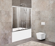 Шторка на ванну BelBagno Unique 150x140 см, прямоугольная, хром (UNIQUE-VF-2-150/180-140-C-Cr)