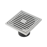 Трап душевой, вертикальный выпуск, сухой затвор, 10х10см, хром матовый, IDDIS, 980CV10SB3DDZ