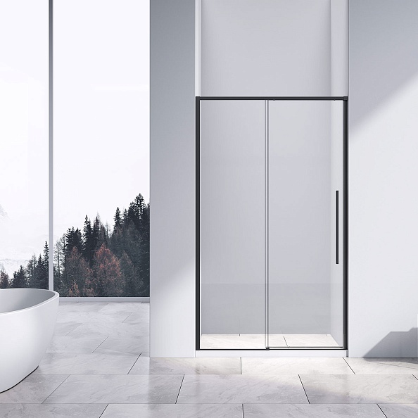Душевая дверь Vincea Slim-N (VDS-4SN110CLB) 1100х1950 мм, черный, стекло прозрачное