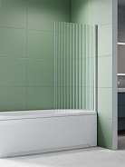 AQ.BS.080.2CH Шторка на ванну, одноэлементная, поворотная 800X1500 профиль хром, стекло прозрачное рифленое 6мм