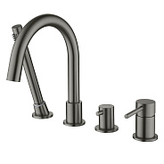 AQ1348BGM ЕВРОПА смеситель на борт ванны на 4 отв., шлиф. черный хром