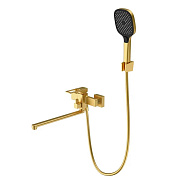Смеситель Splenka S55.22.03 для ванны и душа универсальный поворотный излив 35 см, сатин золотой