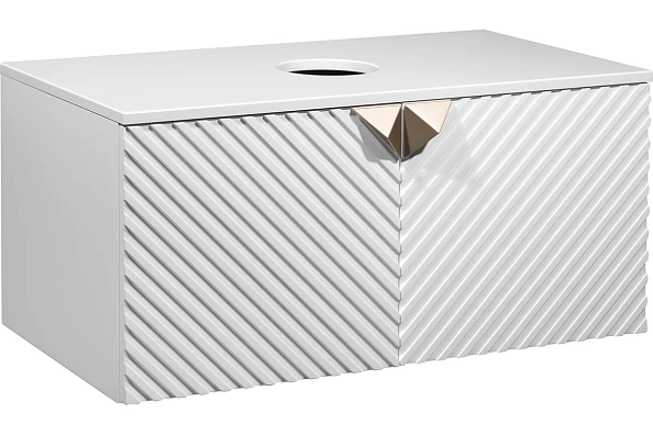 Тумба Runo Андорра 85 белый матовый белый глянец подвесная под накладной умывальник (00-00002019)