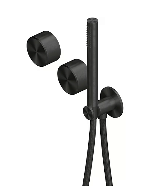 Смеситель для душа Quadro design Stereo, на 2 потребителя, золото черное (16 68 ON)