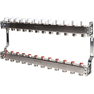 Коллектор Rommer 1"x3/4" на 12 контуров с запорными клапанами (нерж. сталь) (RMS-3200-000012)