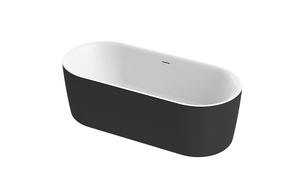Акриловая ванна Cezares Metauro 180х80, Черный матовый (METAURO-INT-Central-180-80-60-B-W-MATT)