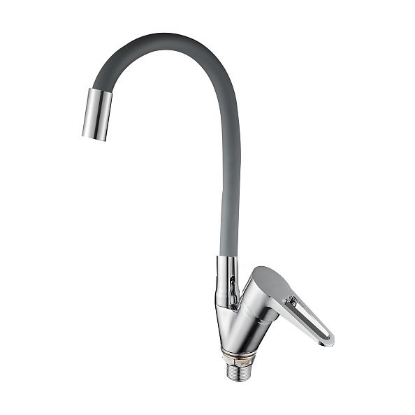 Смеситель для кухни с гибким изливом D-Lin D150303-2, хром/серый