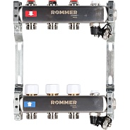 Коллектор Rommer 1"x3/4" на 3 контура с запорными клапанами (нерж. сталь) (RMS-3201-000003)