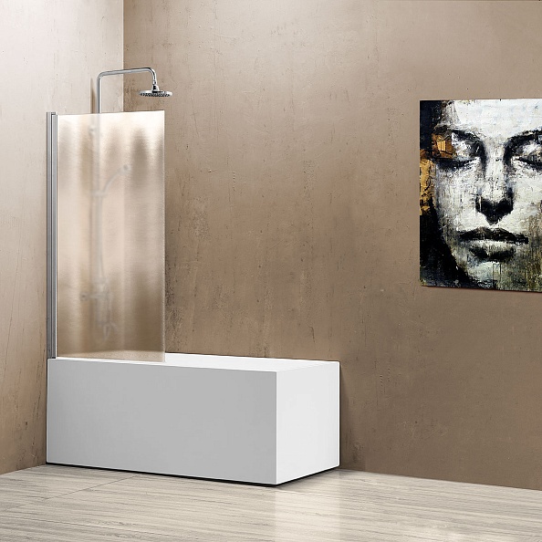 Стеклянная шторка на ванну Vincea 800х1400 мм, стекло шиншилла, каркас хром (VSB-11800CH)