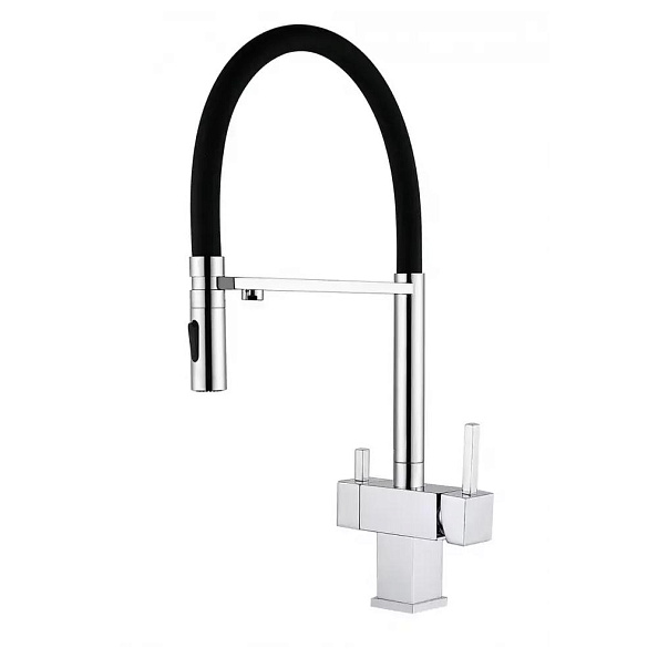 Смеситель для кухни с гибким изливом и подключением фильтра Grocenberg GB4098CR, хром