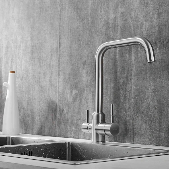 Смеситель для кухни с подключением фильтра Shevanik S268B, сатин