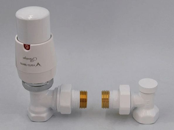 Комплект подключения Vario Term Elegant 1/2" (белый) термостатический угловой (ELGS0206C/FK)