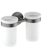 AQ4117BGM ЕВРОПА стакан с держателем двойной, шлиф. черный хром