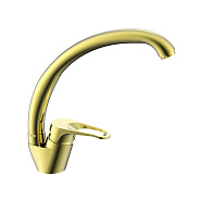 Смеситель Splenka S202.41.03 для кухни низкий С-образный поворотный излив, сатин золотой