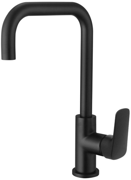 Смеситель для кухни AQUATEK ВЕГА AQ1081MB, квадратный излив, матовый черный