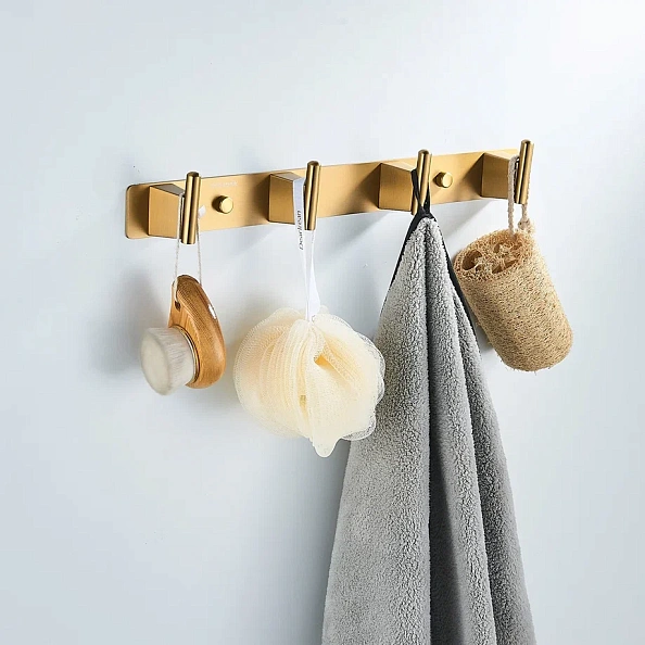 Планка с 4 крючками  Shevanik SG5741G, золотой сатин