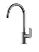 AQ1982BGM АЛЬФА смеситель для кухни (полукруглый излив), оружейная сталь