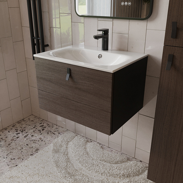 Тумба с раковиной подвесная (60см) Terminus Kontur KON10601200001O, венге/графит