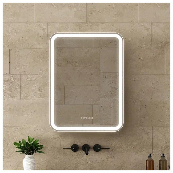 Зеркало-шкаф Silver Mirrors Фиджи-Антрацит 60 - 3.2 правый (часы, ТХ, подогрев, сенсорный выкл)
