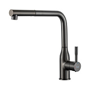 Смеситель для кухни с выдвижным изливом и режимом душ FRAP F6096-9, оружейная сталь