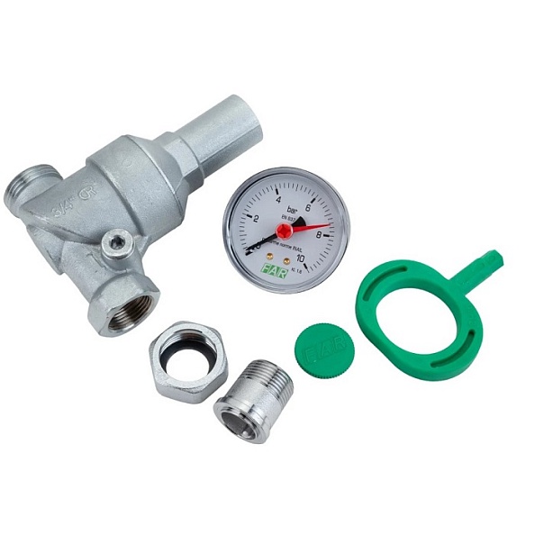 Хромированный редуктор FAR 3/4" ВР-ВН мембранный с манометром (FA 2835 34)