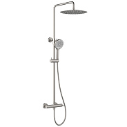 Смеситель Lemark Beluga для душа с регулируемой высотой штанги и лейкой верхнего душа «Тропический дождь» (LMF-8025B-BN)