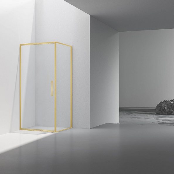 Душевой уголок Vincea Slim 8mm (VSR-4SLP9010CLG) 1000х900 мм, брашированное золото, стекло прозрачное