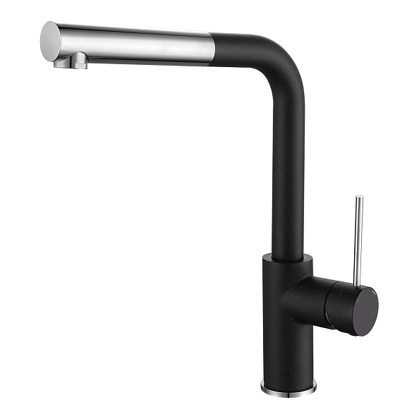 Смеситель для кухни с выдвижным изливом Rivelato Albano 1573503, черный/хром