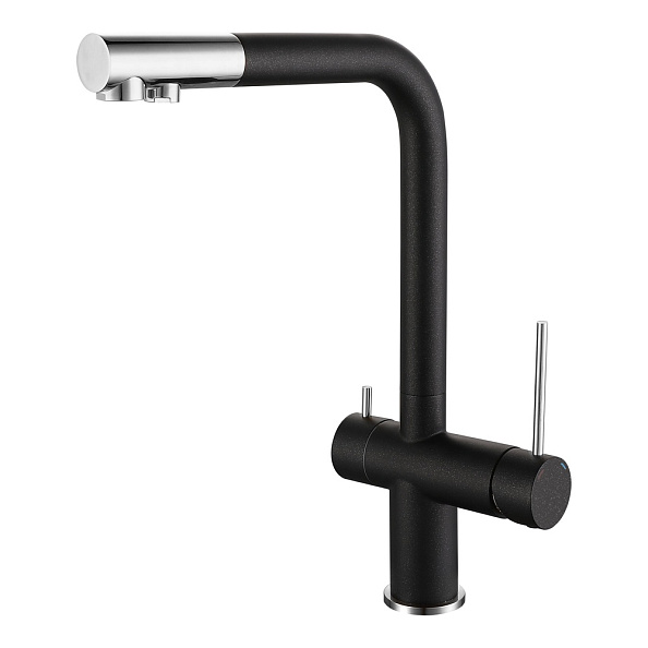 Смеситель для кухни с подключением фильтра Rivelato Lugano 1523513, антрацит/хром