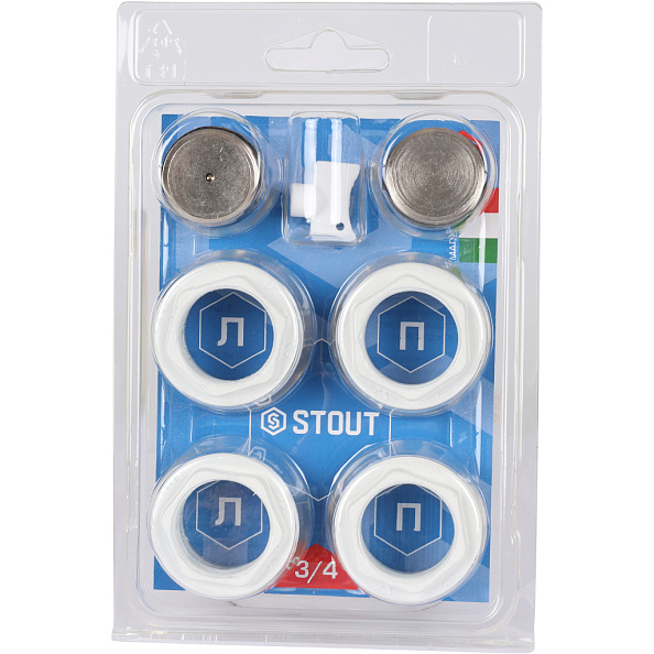 Универсальный монтажный комплект STOUT для подключения радиатора 3/4" RAL 9016 (SKU-0111-000134)
